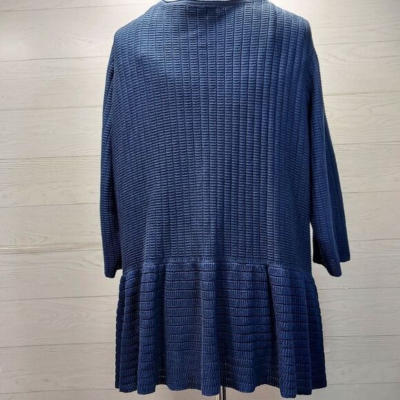 Lane Bryant Peplum Waffle Open Knit Long Length Top Sweater 3/4" Sleeve Textured - Picture 5 of 9